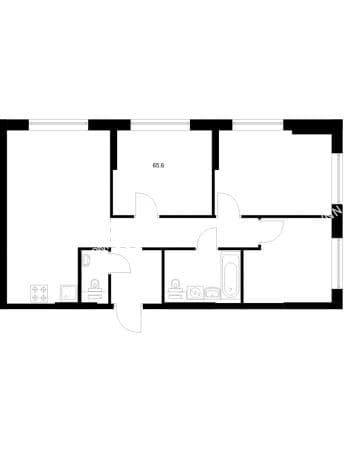 ЖК «Савин парк» - 3-комнатная квартира, 65.6 м², 1 этаж