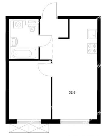 ЖК «Савин парк» - 1-комнатная квартира, 32.6 м², 6 этаж