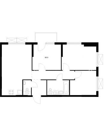 ЖК «Савин парк» - 3-комнатная квартира, 68.9 м², 6 этаж